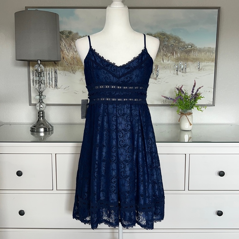 NSR Navy Lace Mini Dress